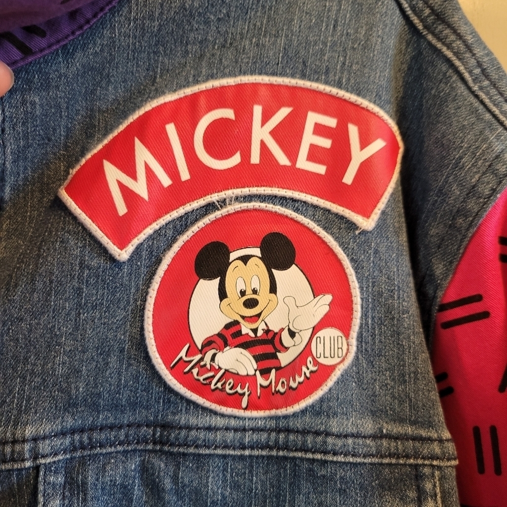 Disney Parks Mickey Mouse Club Retro 90s Colorblock Long Sleeves Denim Jacket - Picture 7 of 11
